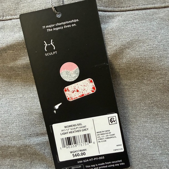 NWT Walter Hagen Performance Skort Golf Pickleball Heather Grey Pockets XXL - Picture 2 of 8